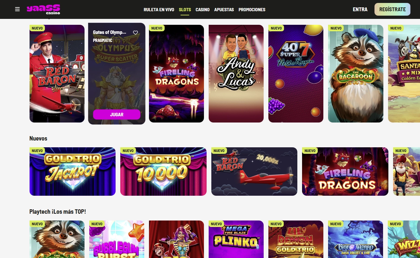 Variedad de Juegos en Yaass Casino