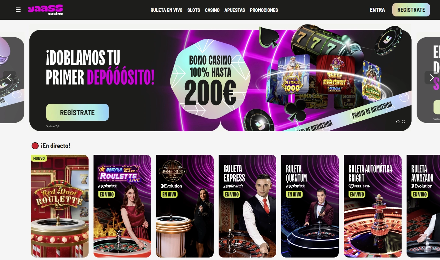 Yaass Casino Interfaz Principal