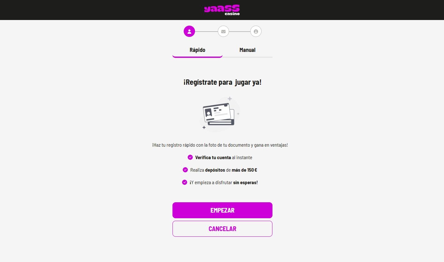 Proceso de Registro en Yaass Casino